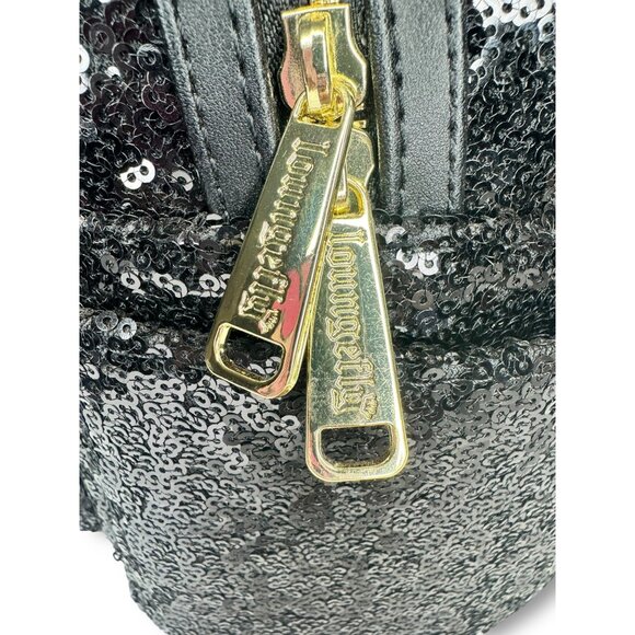 Loungefly X Sanrio Badtz-Maru Black Sequin Mini Backpack New Faux Leather - Picture 3 of 11